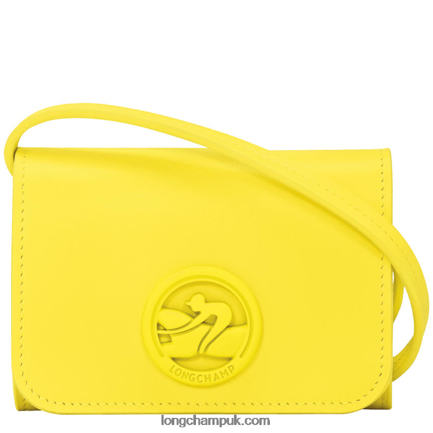 Box Trot Coin purse with leather lace Women Longchamp 8RTH80514 Lemon - Image 1