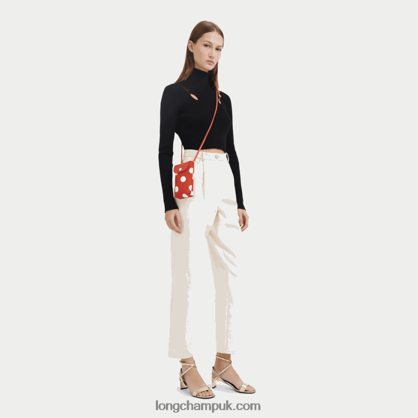 Le Pliage Collection Phone case with leather lace Women Longchamp 8RTH80676 Orange - Image 2
