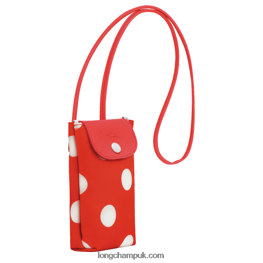Le Pliage Collection Phone case with leather lace Women Longchamp 8RTH80676 Orange - Image 3