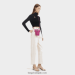 Roseau Croco Phone case with lace Women Longchamp 8RTH80689 Fuchsia - Image 2