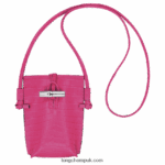 Roseau Croco Phone case with lace Women Longchamp 8RTH80689 Fuchsia