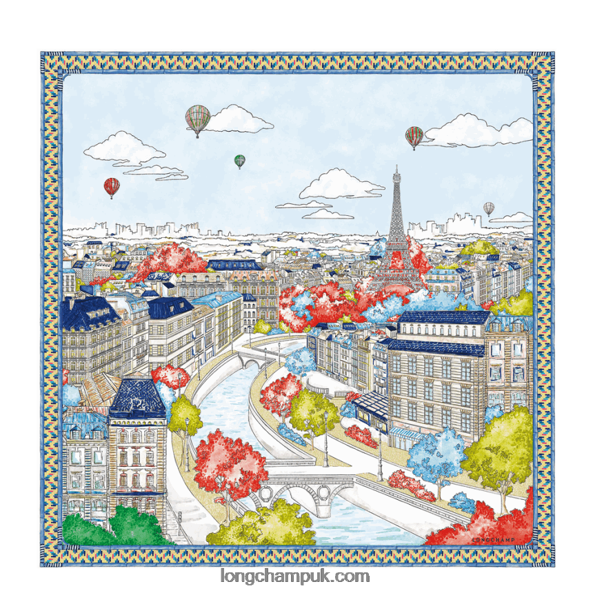 Spring/Summer 2023 Collection Silk scarf 90 Women Longchamp 8RTH801043 Blue - Image 1