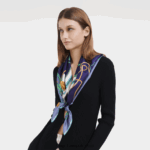 Spring/Summer 2023 Collection Silk scarf 90 Women Longchamp 8RTH801046 Slate - Image 2