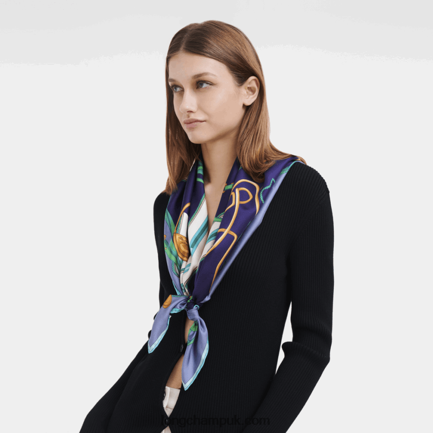 Spring/Summer 2023 Collection Silk scarf 90 Women Longchamp 8RTH801046 Slate - Image 2