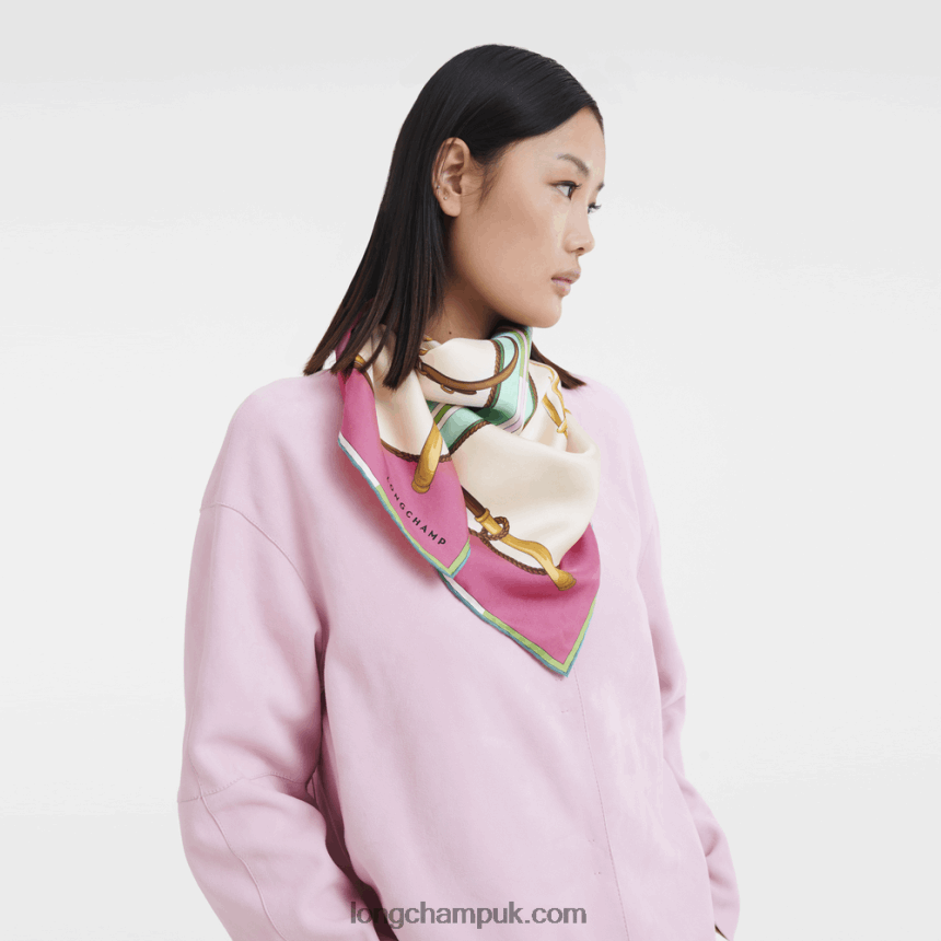 Spring/Summer 2023 Collection Silk scarf 90 Women Longchamp 8RTH801047 Fuchsia - Image 2