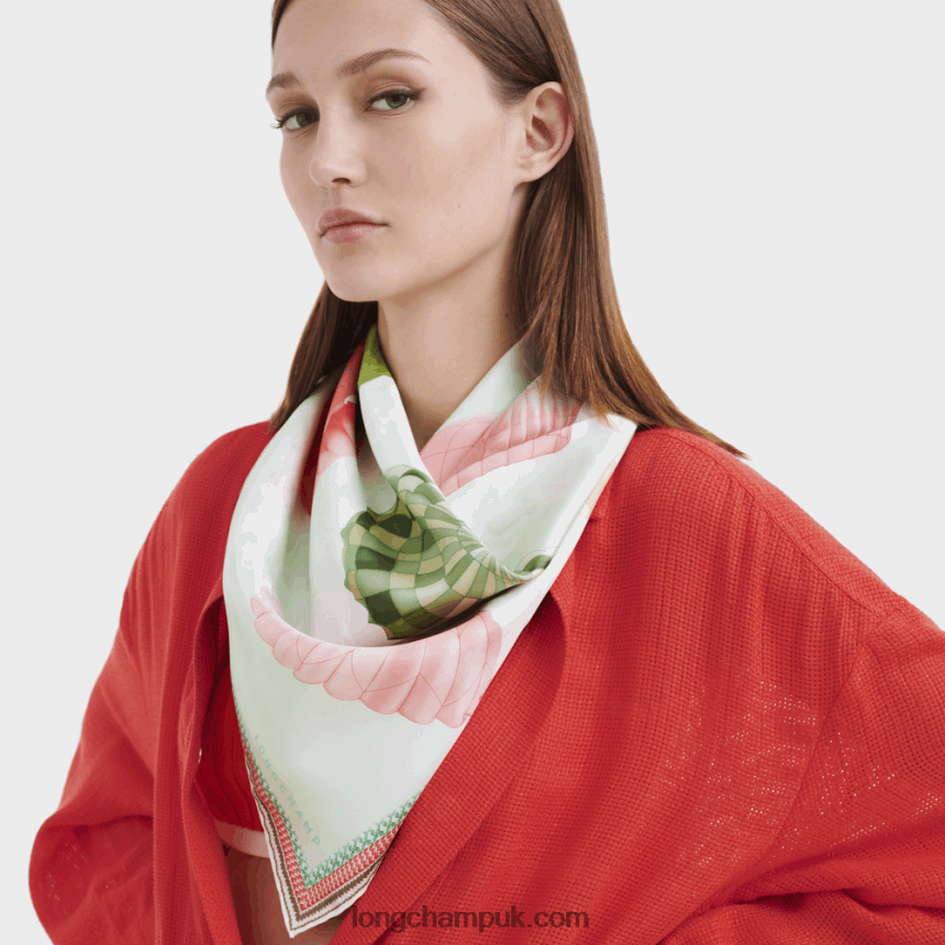 Spring/Summer 2023 Collection Silk scarf 90 Women Longchamp 8RTH801055 Grass/Green Light - Image 2