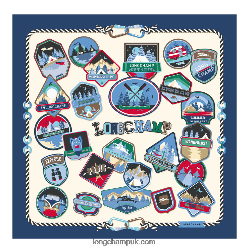 Spring/Summer 2023 Collection Silk scarf 90 Women Longchamp 8RTH801056 Navy - Image 1