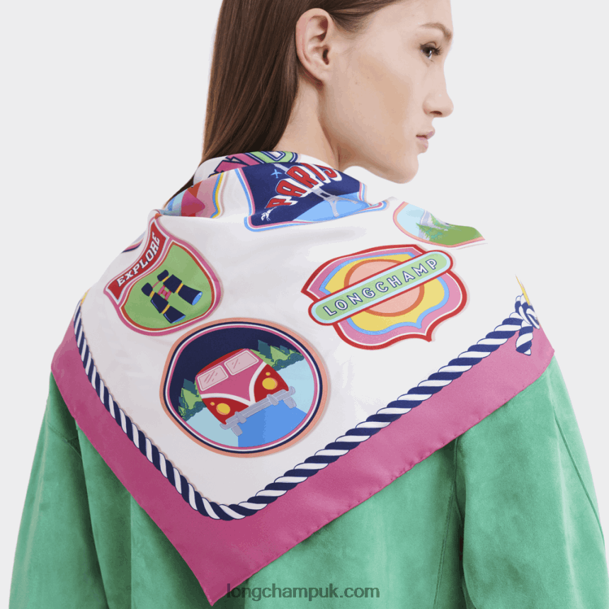 Spring/Summer 2023 Collection Silk scarf 90 Women Longchamp 8RTH801057 Fuchsia - Image 3