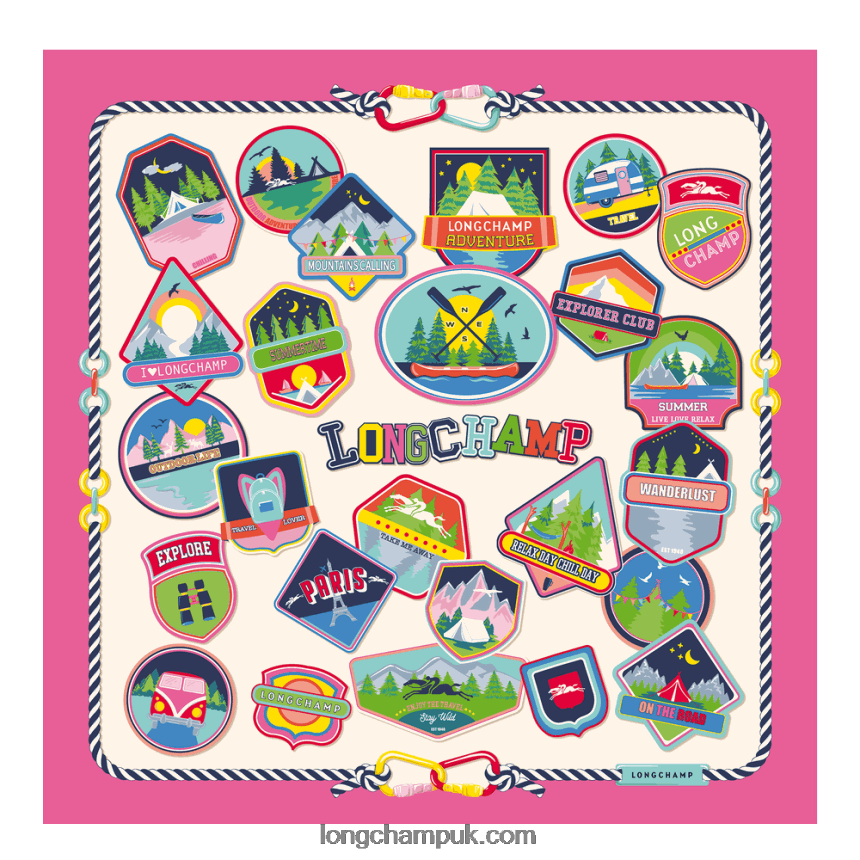 Spring/Summer 2023 Collection Silk scarf 90 Women Longchamp 8RTH801057 Fuchsia - Image 1